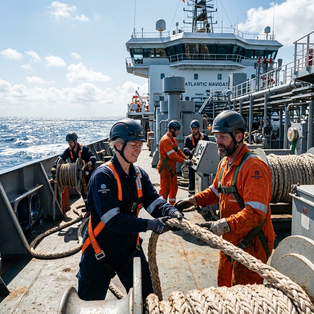 Crew working on deck